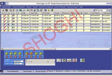 Main Screen of Voice and Fax Interception System